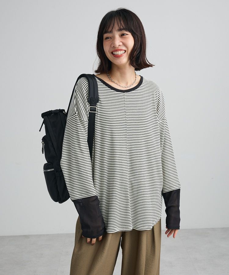 Green Parks「袖チュールリブプルオーバーⅡ」|Tシャツ・カットソー|