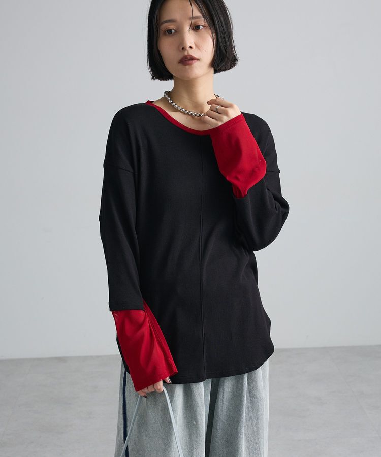 Green Parks「袖チュールリブプルオーバーⅡ」|Tシャツ・カットソー|