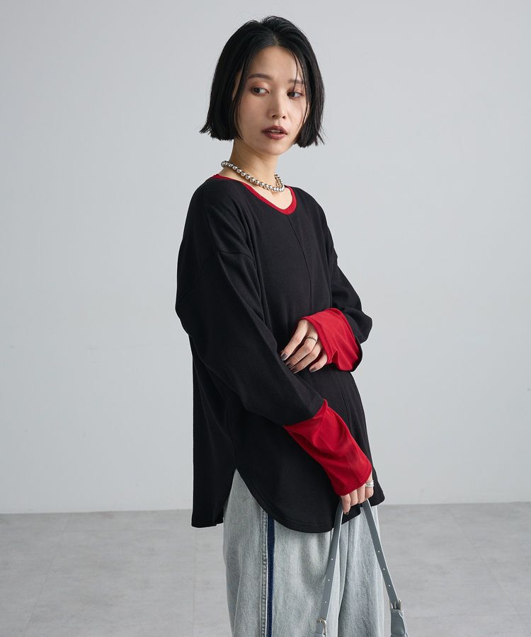 Green Parks「袖チュールリブプルオーバーⅡ」|Tシャツ・カットソー|