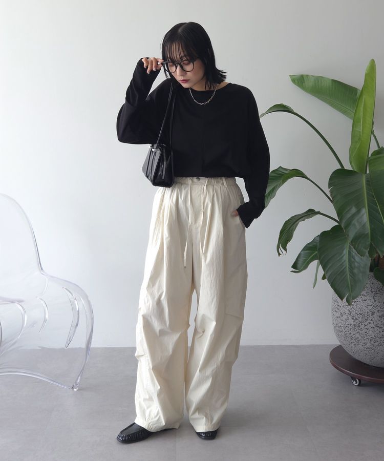 Green Parks「袖チュールリブプルオーバーⅡ」|Tシャツ・カットソー|
