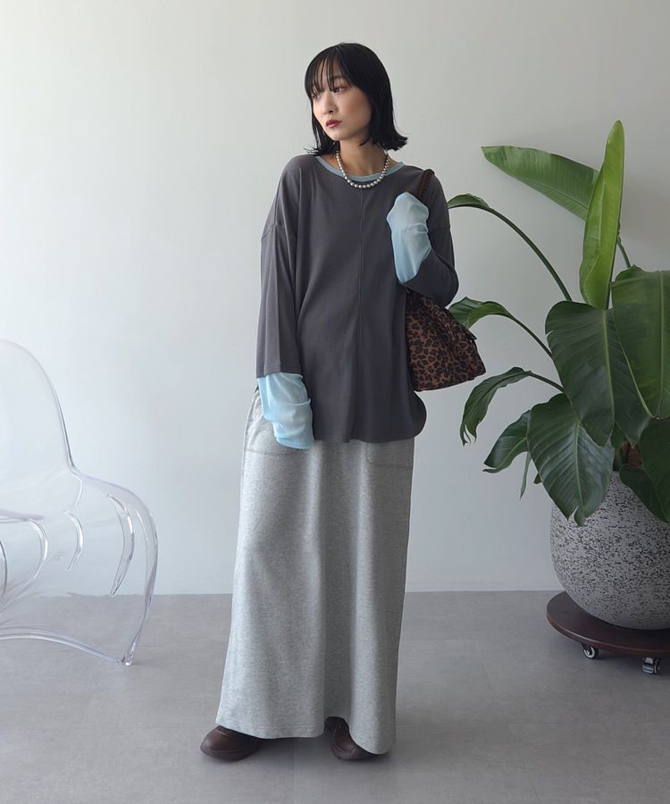 Green Parks「袖チュールリブプルオーバーⅡ」|Tシャツ・カットソー|