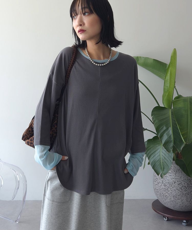 Green Parks「袖チュールリブプルオーバーⅡ」|Tシャツ・カットソー|