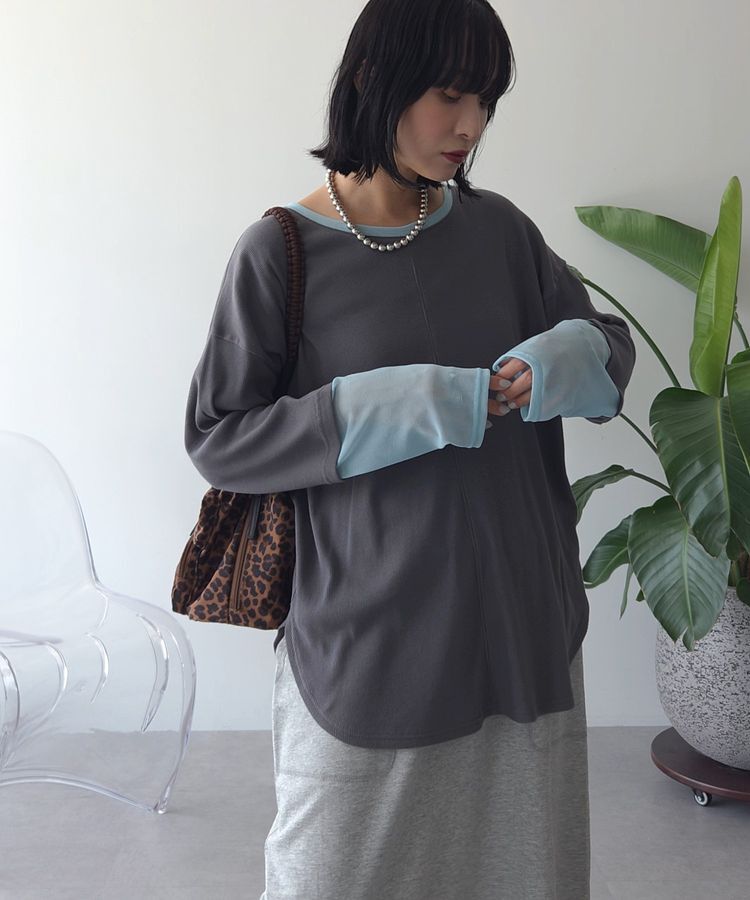 Green Parks「袖チュールリブプルオーバーⅡ」|Tシャツ・カットソー|