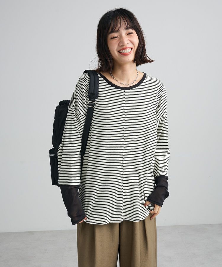 Green Parks「袖チュールリブプルオーバーⅡ」|Tシャツ・カットソー|