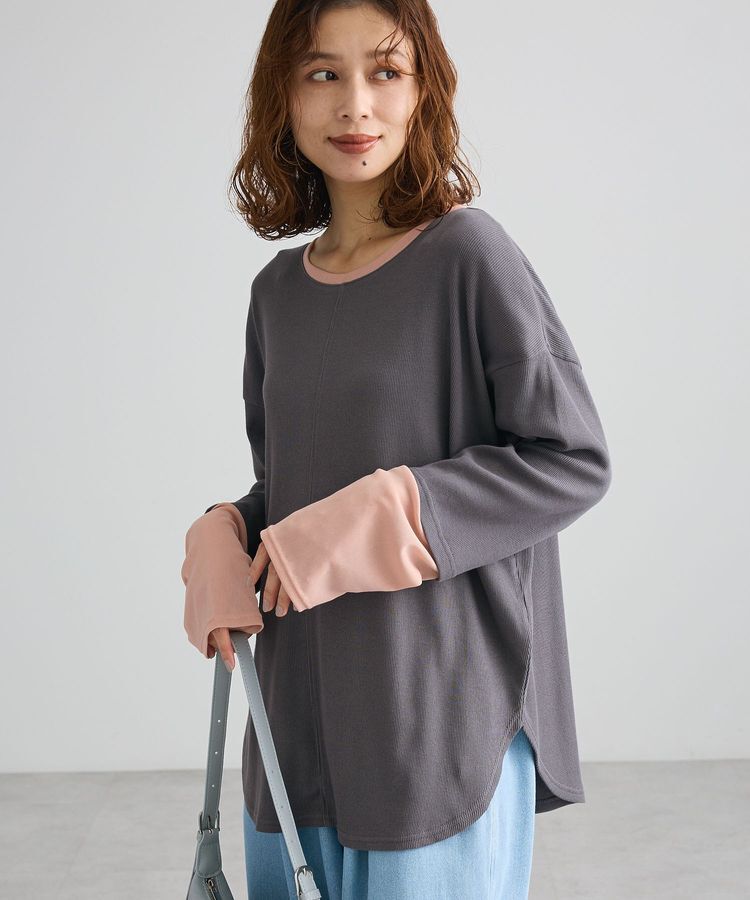 Green Parks「袖チュールリブプルオーバーⅡ」|Tシャツ・カットソー|Charcoal Gray