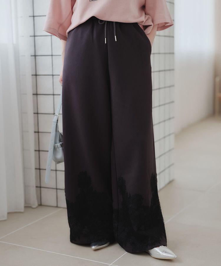 Green Parks「裾レースドッキングカットパンツ」|その他|Dark Gray