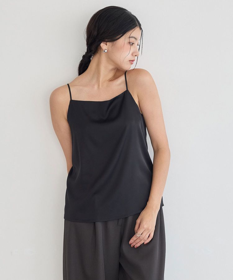YECCA VECCA「ボートネックサテンキャミ」|キャミソール|Black