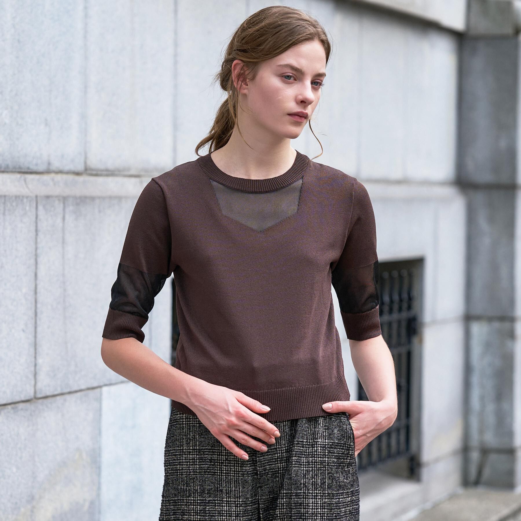 DRESSTERIOR「【日本製】ウォッシャブルシアーニットプルオーバー」|ニット・セーター|