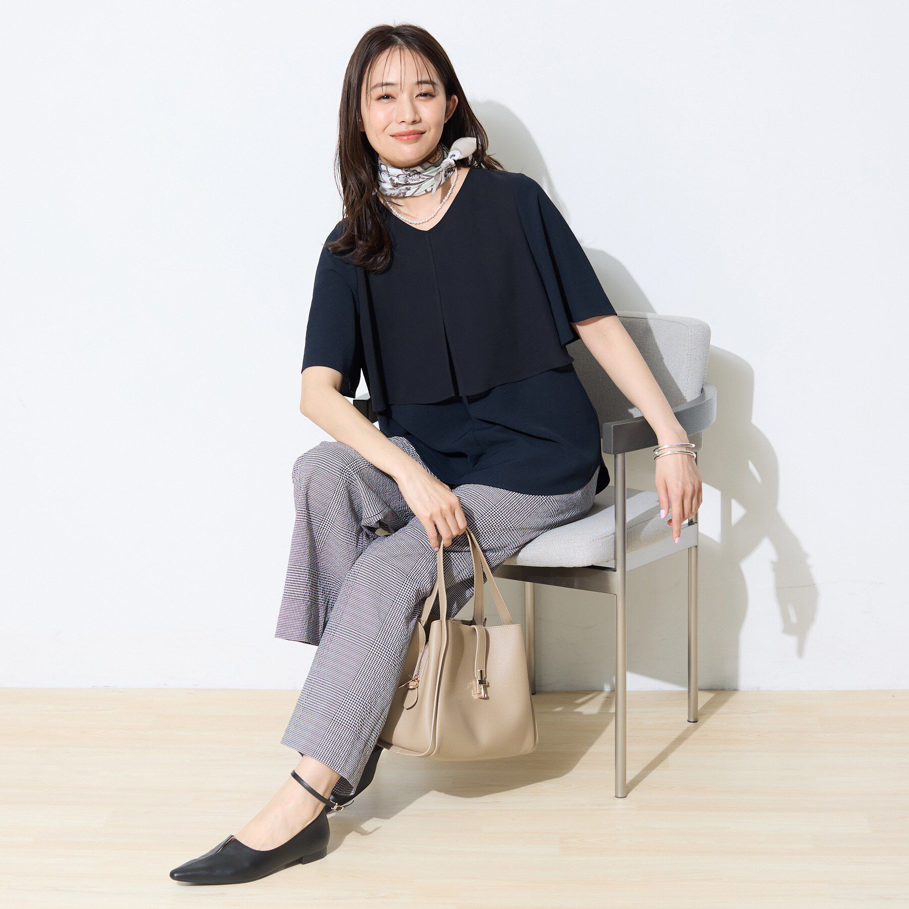 INDIVI「【着る日傘】シフォンドッキングブラウス」|シャツ・ブラウス|