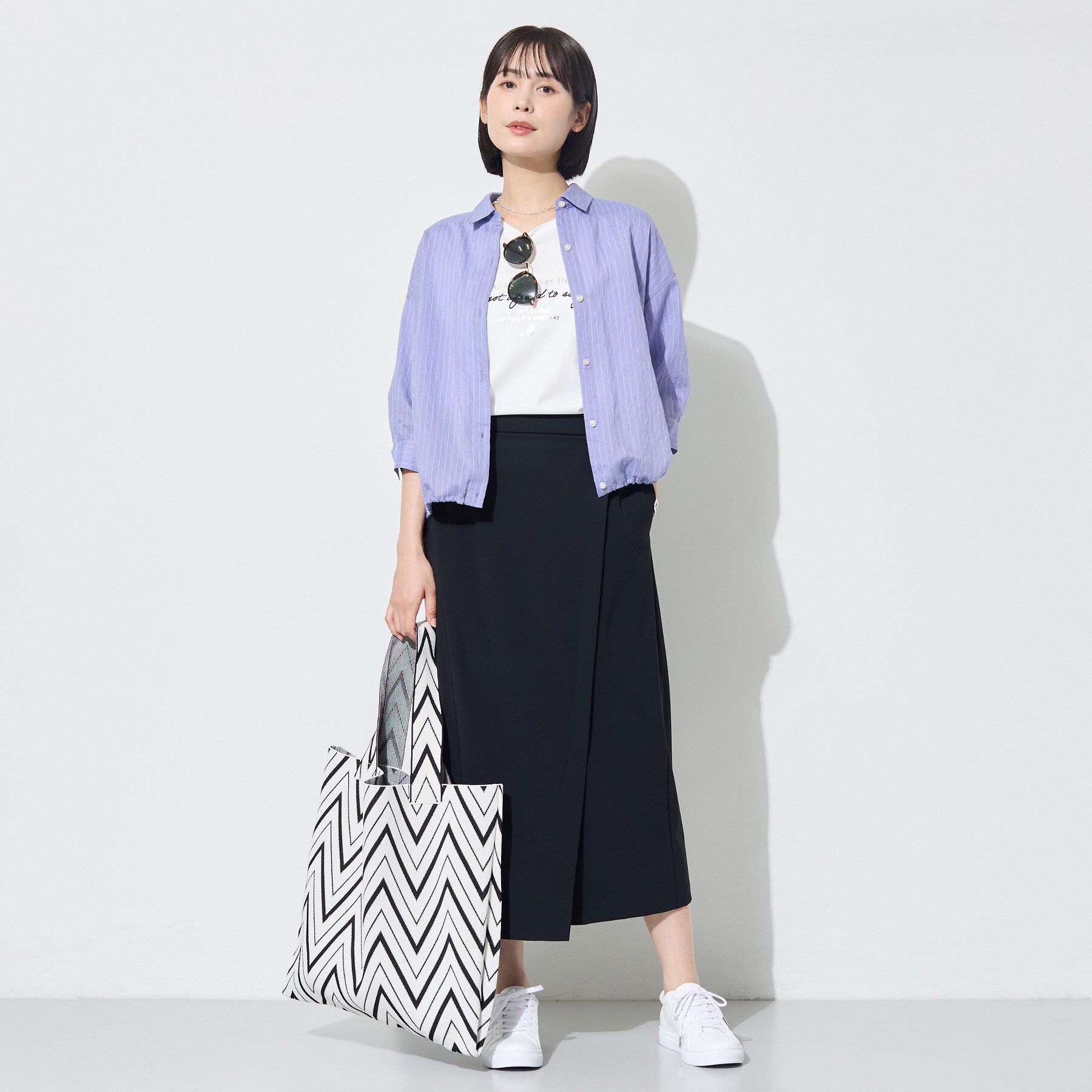 INDIVI「【シアー／7分袖】体型カバーゆったりシャツ」|シャツ・ブラウス|