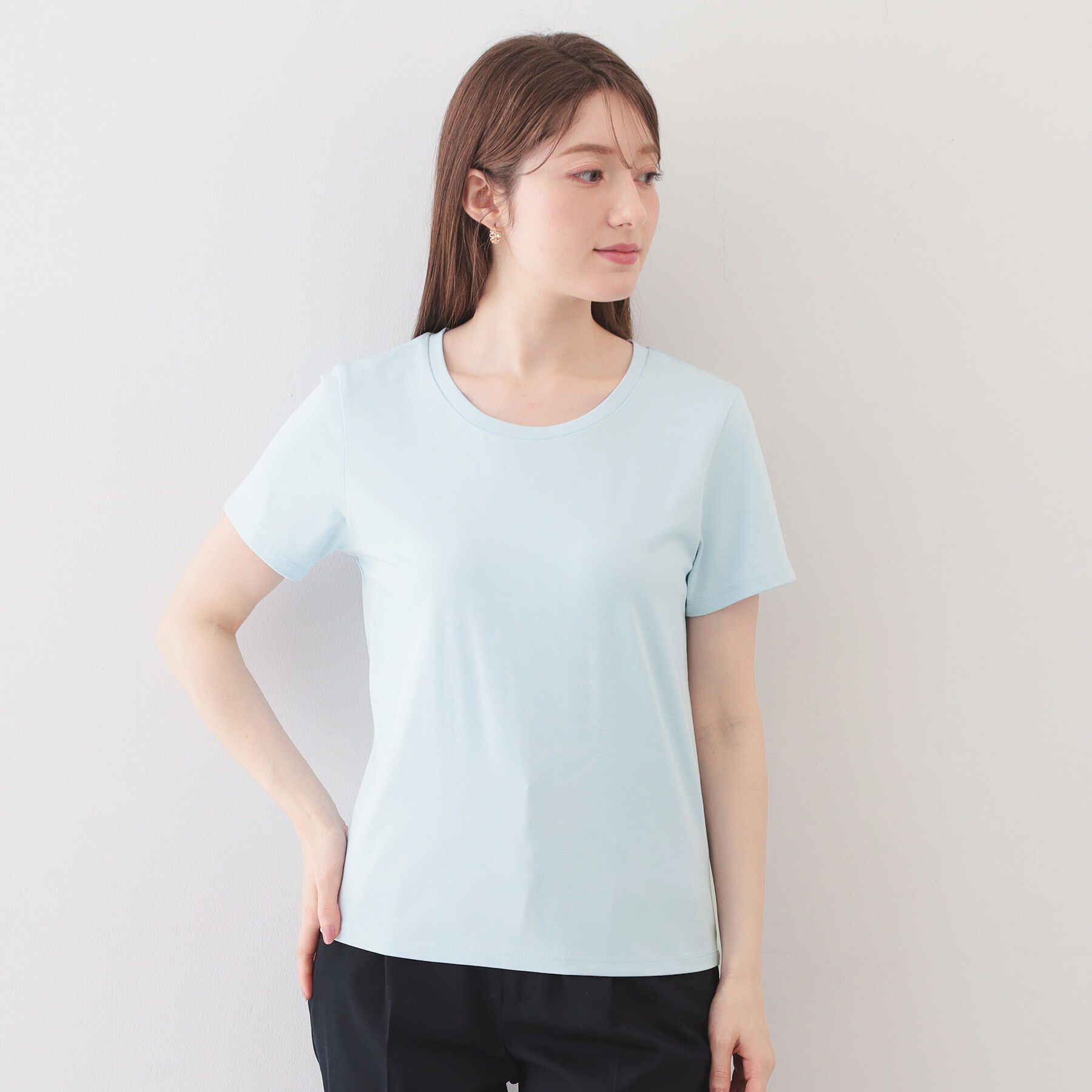 index「【UVケア／接触冷感／吸水速乾】薄手なのに透けにくい！ベーシックTシャツ《洗濯機OK／S～3L／6c」|Tシャツ・カットソー|
