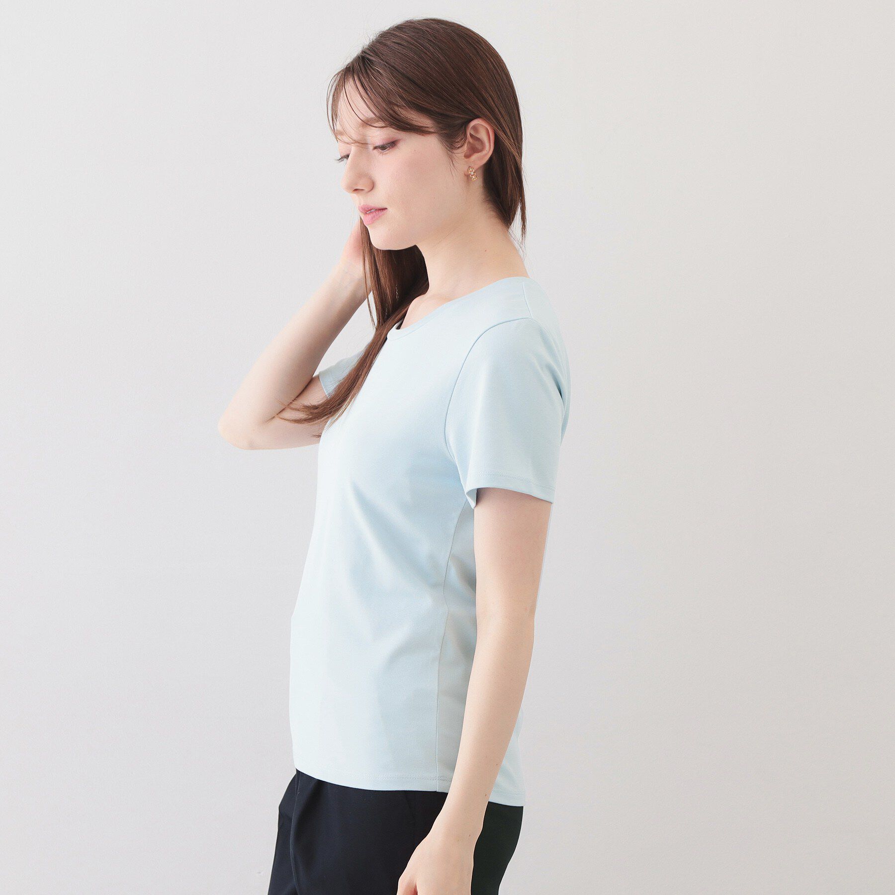 index「【UVケア／接触冷感／吸水速乾】薄手なのに透けにくい！ベーシックTシャツ《洗濯機OK／S～3L／6c」|Tシャツ・カットソー|