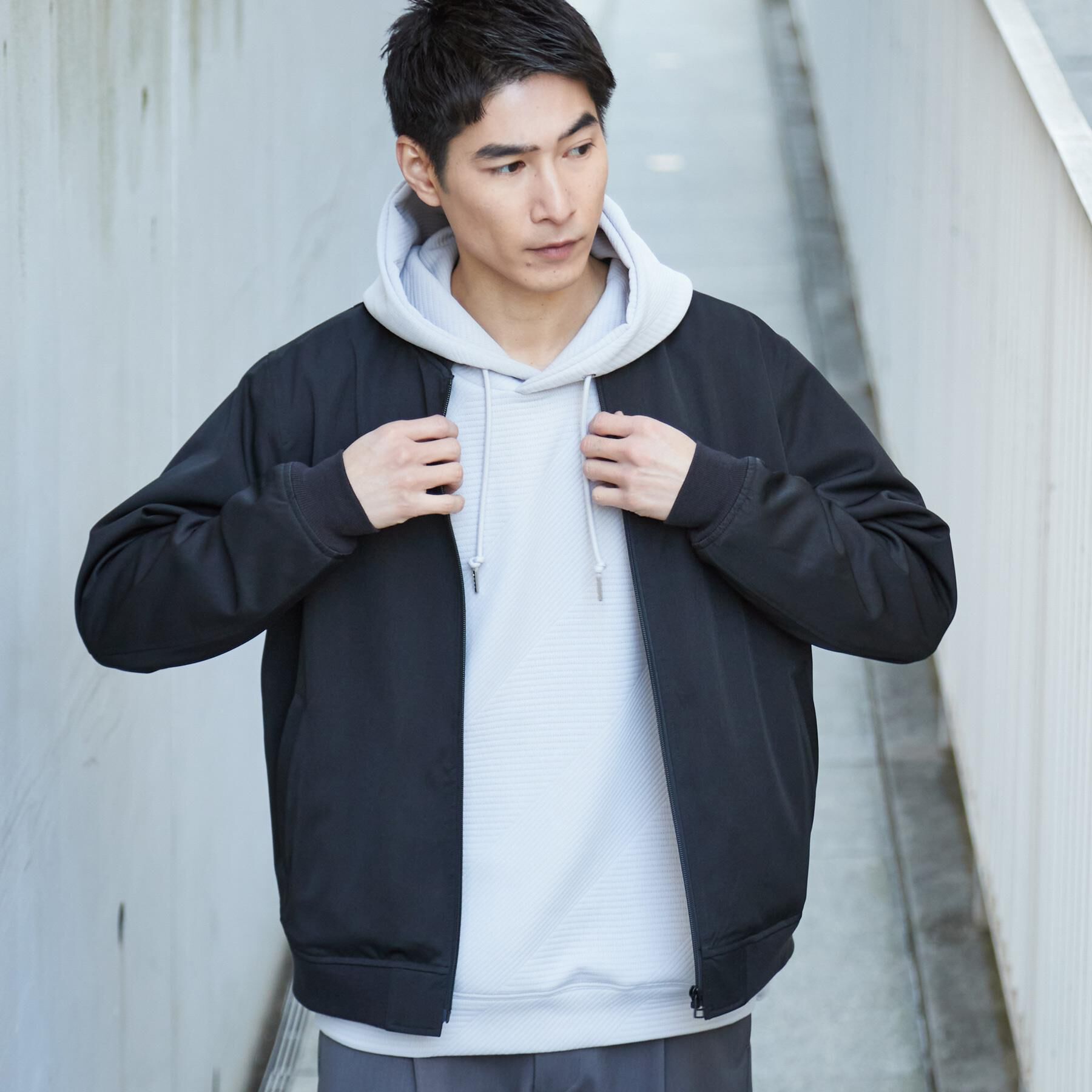 THE SHOP TK「FLEX LINE ストレッチリブブルゾン　ストレッチ/防シワ/マシンウォッシャブル/セットアップ可」|ブルゾン・スタジャン|