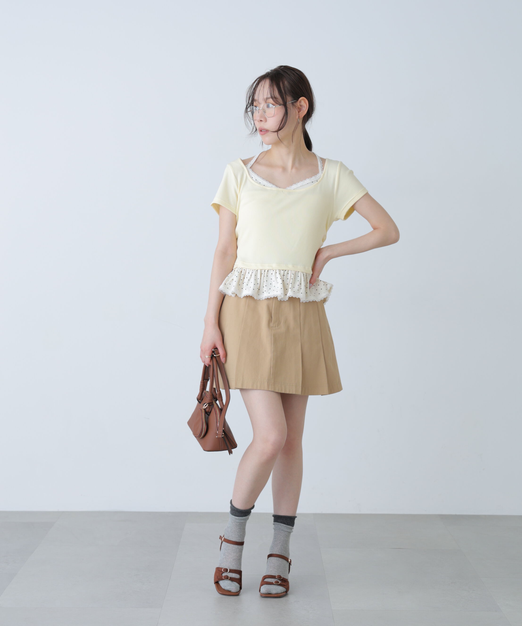  「レイヤード風ドットカットソー」|Tシャツ・カットソー|