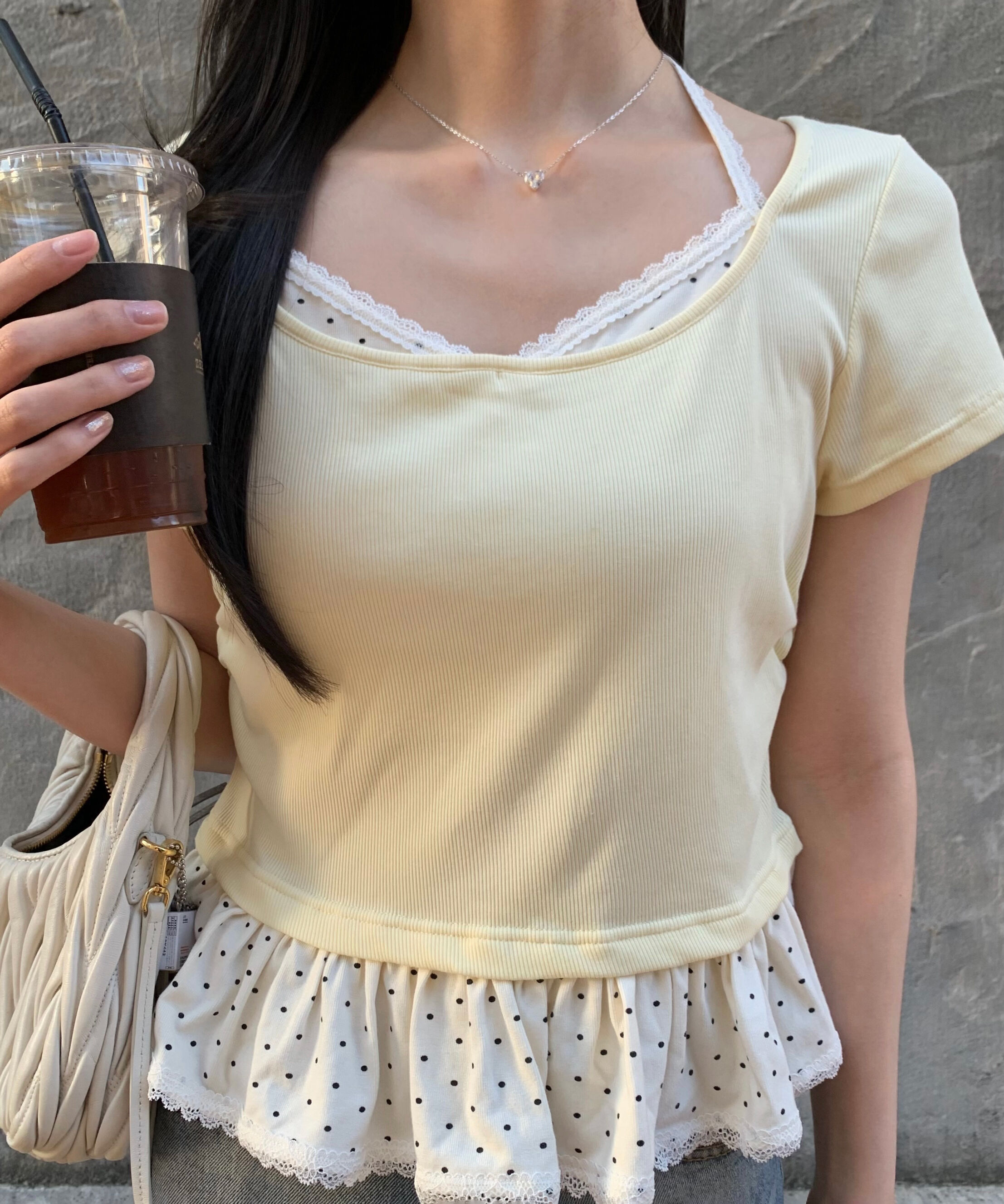  「レイヤード風ドットカットソー」|Tシャツ・カットソー|