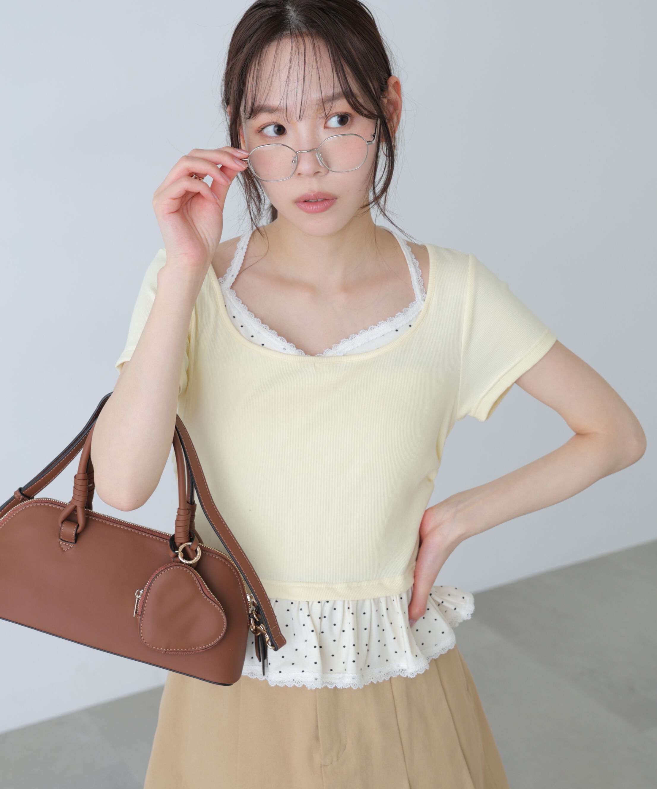  「レイヤード風ドットカットソー」|Tシャツ・カットソー|