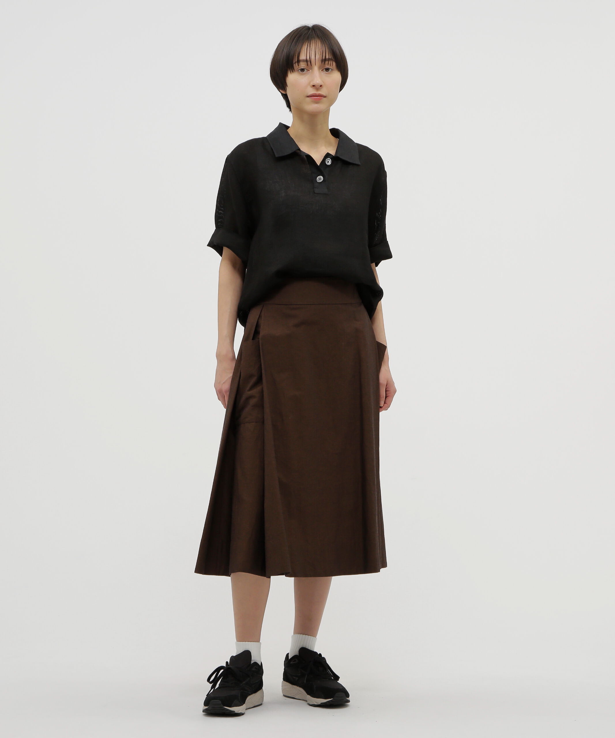  「COTTON RAMIE CHAMBRAY SKIRT」|スカート|BROWN
