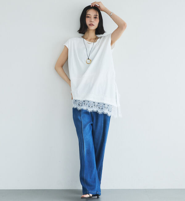 Doux archives「【イージーケア／接触冷感】イレヘムレースフレンチＴＯＰＳ」|タンクトップ|