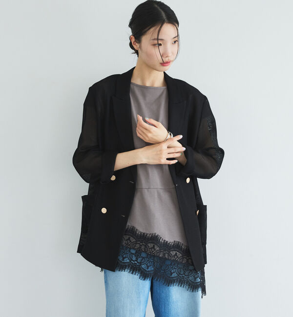 Doux archives「【イージーケア／接触冷感】イレヘムレースフレンチＴＯＰＳ」|タンクトップ|