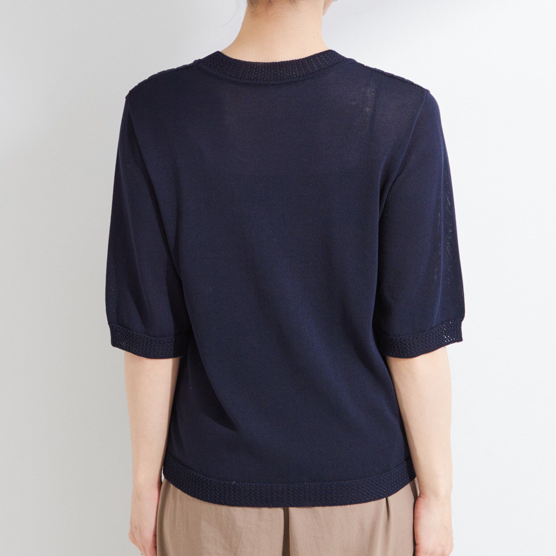 SHOO･LA･RUE「【S-LL/二の腕カバー】品よく決まる 5分袖デザインニット」|ニット・セーター|