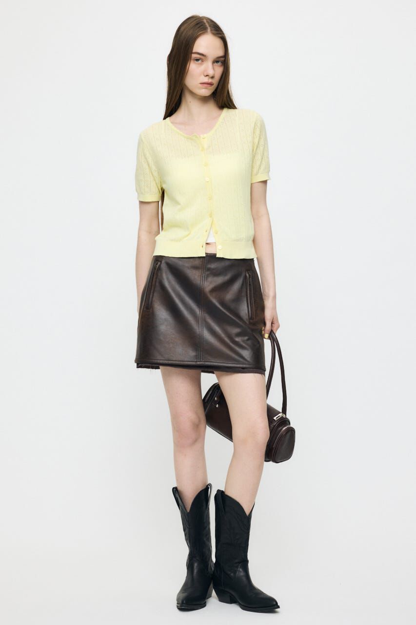 MOUSSY「AGED F/LEATHER MINI  スカート」|スカート|
