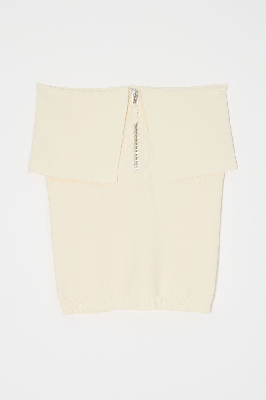 MOUSSY「OFF SHOULDER HALF ZIP ニットトップス」|ニット・セーター|