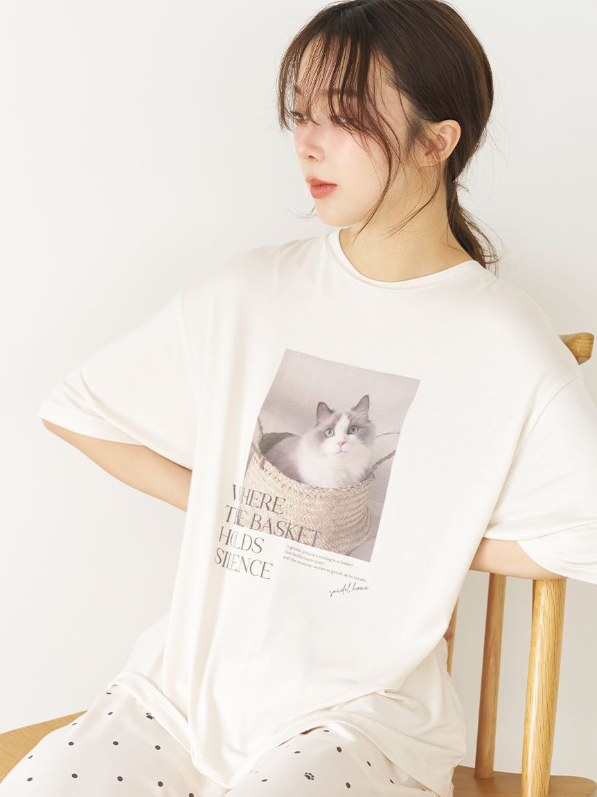 SNIDEL HOME「【接触冷感】ネコＴシャツ」|ルームウェア|IVR