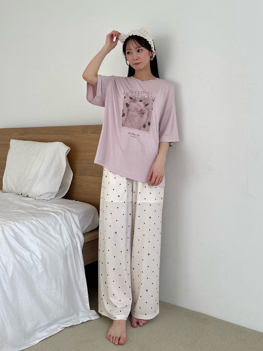SNIDEL HOME「【接触冷感】ネコＴシャツ」|ルームウェア|
