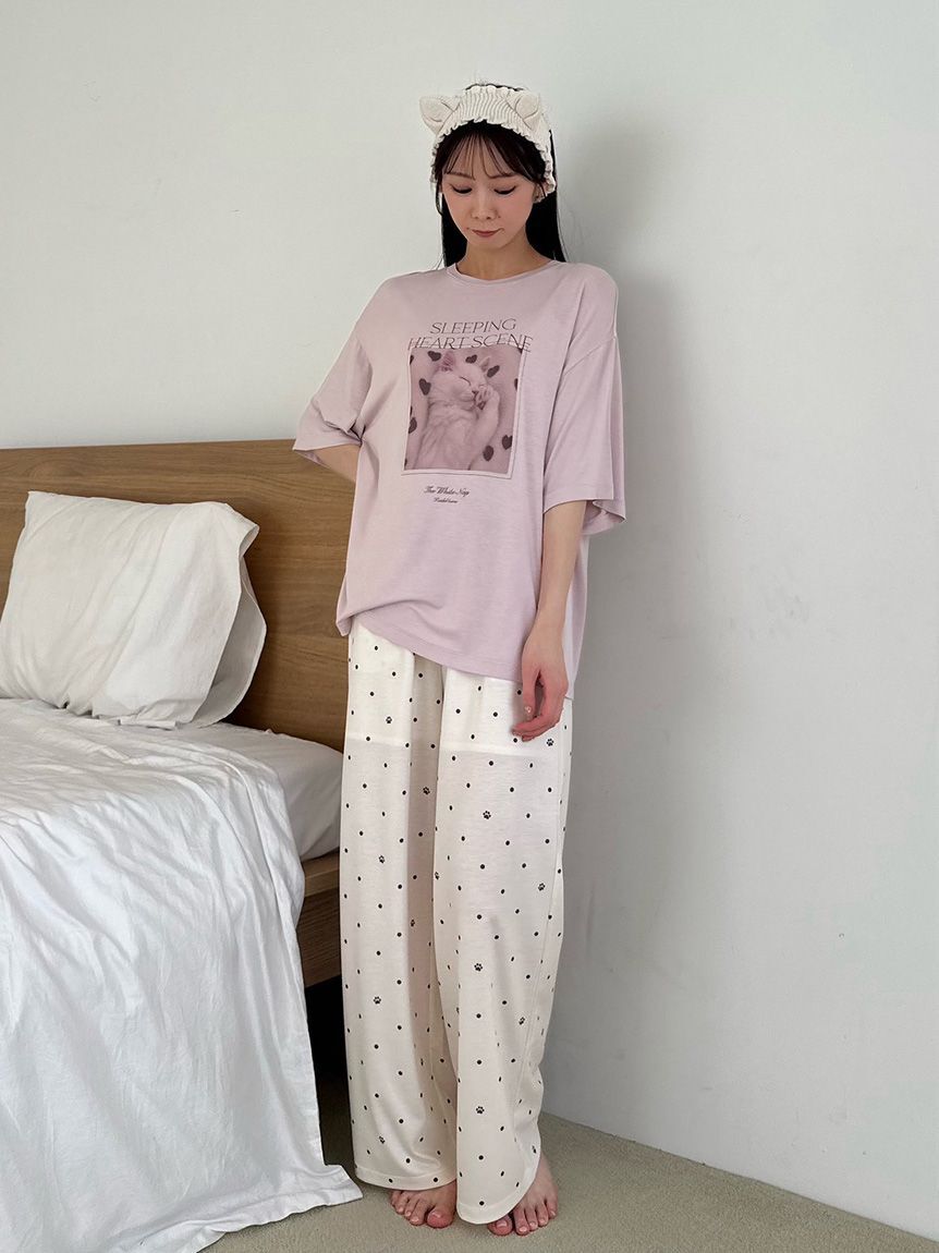 SNIDEL HOME「【接触冷感】ネコＴシャツ」|ルームウェア|