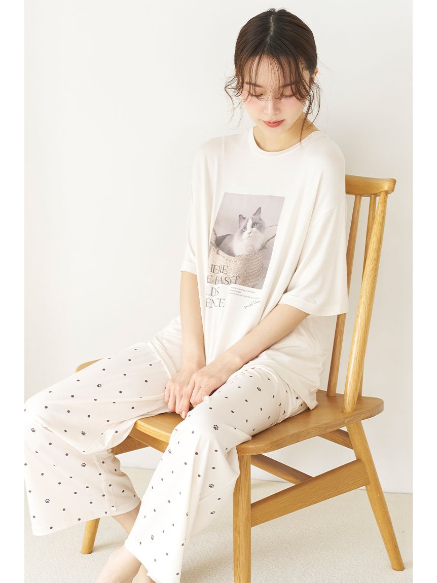 SNIDEL HOME「【接触冷感】ネコＴシャツ」|ルームウェア|