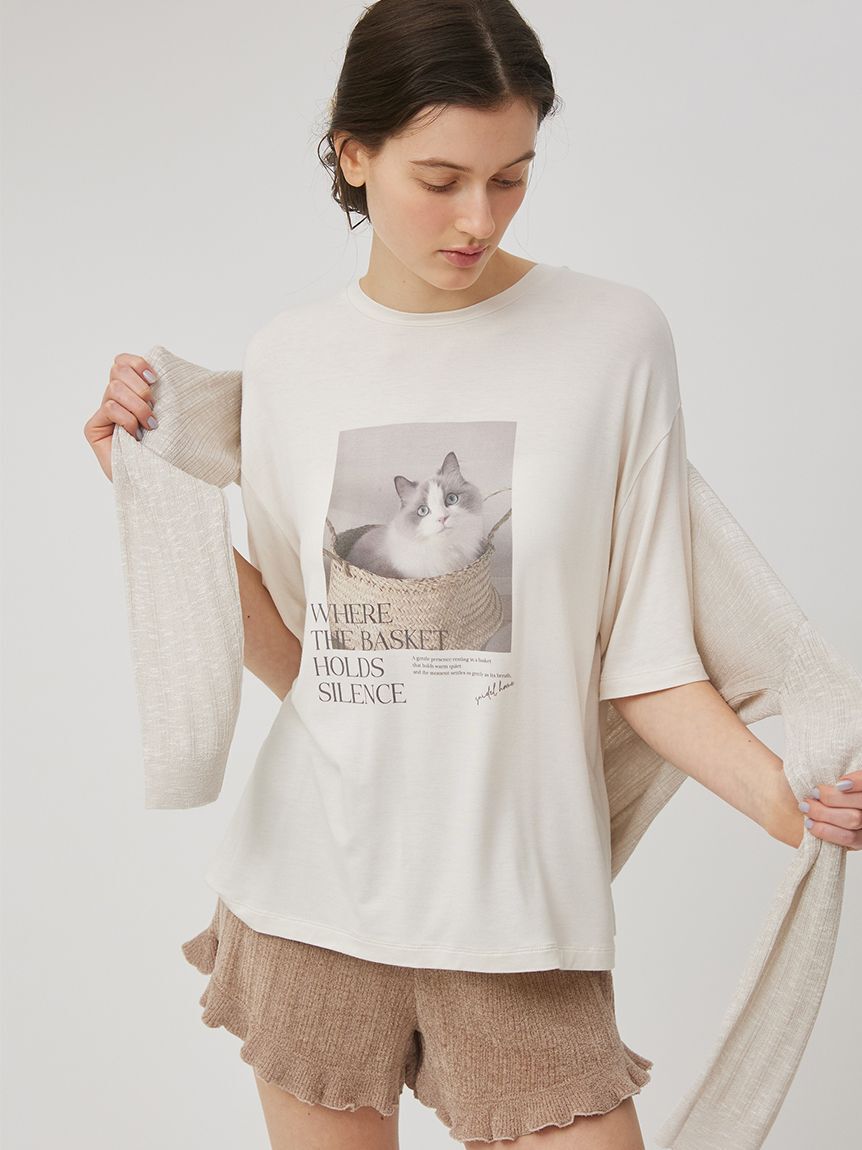 SNIDEL HOME「【接触冷感】ネコＴシャツ」|ルームウェア|