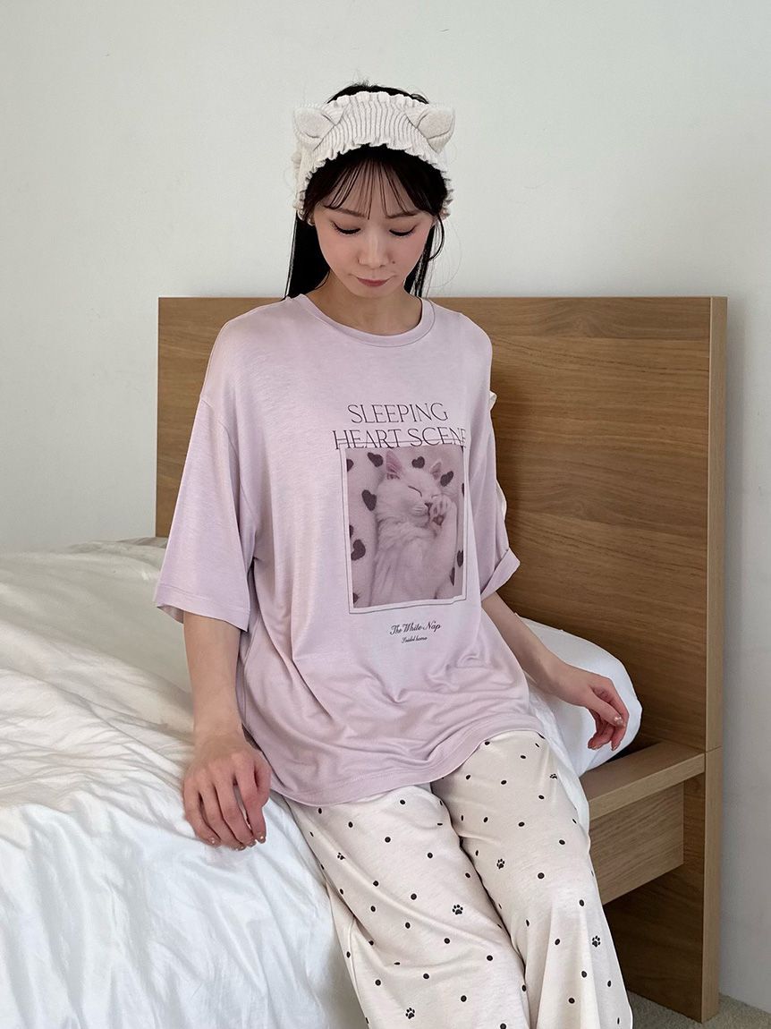 SNIDEL HOME「【接触冷感】ネコＴシャツ」|ルームウェア|