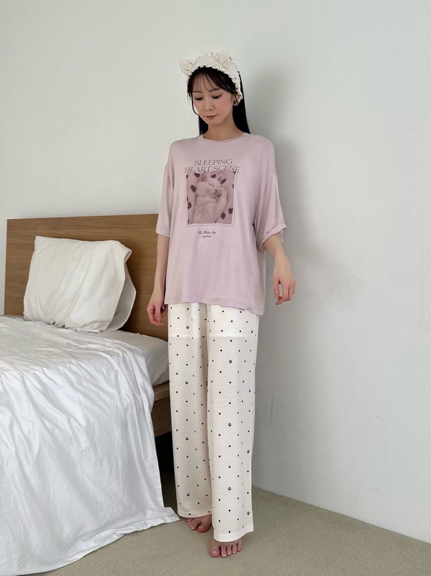 SNIDEL HOME「【接触冷感】ネコＴシャツ」|ルームウェア|