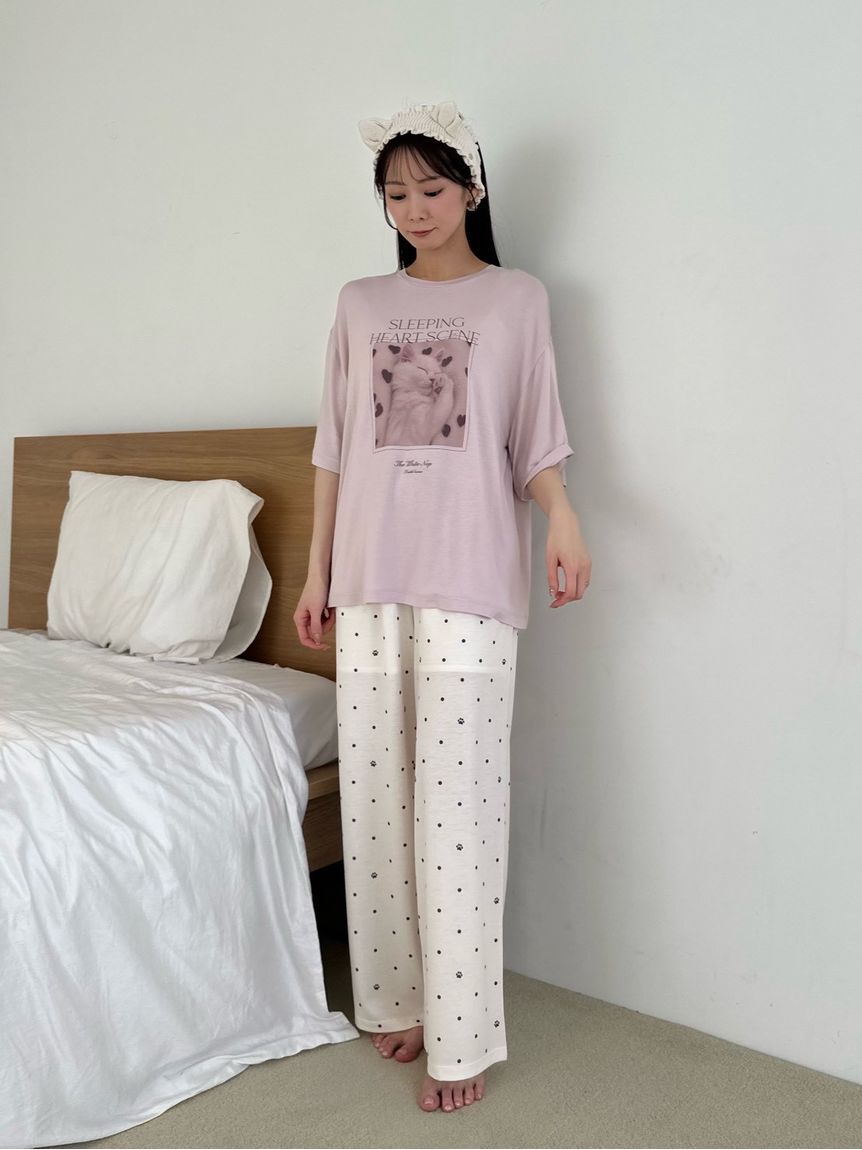 SNIDEL HOME「肉球ドット柄カットロングパンツ」|ルームウェア|