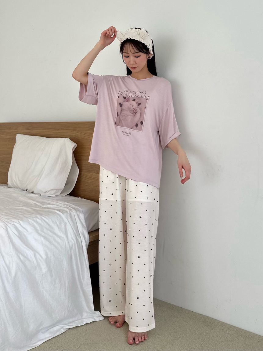 SNIDEL HOME「肉球ドット柄カットロングパンツ」|ルームウェア|