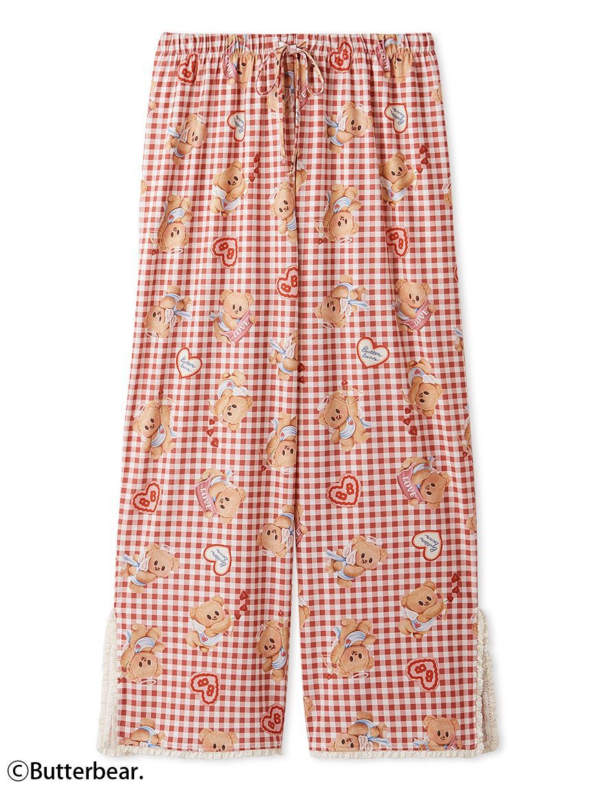 SNIDEL HOME「【BUTTERBEAR】カットロングパンツ」|ルームウェア|RED