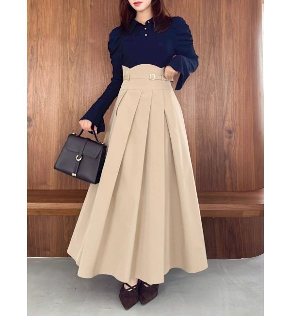 dazzlin「【追加生産分/新色あり】シャツカラーコルセットタックワンピース」|ワンピース|