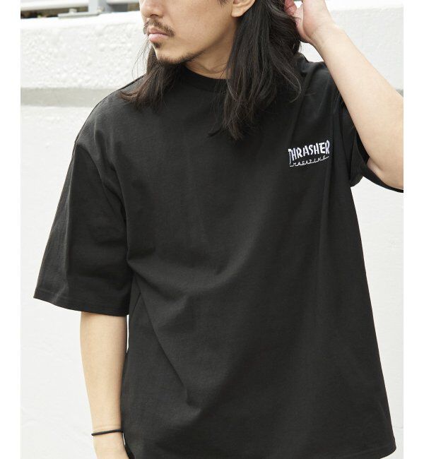 VENCE share style「THRASHER スラッシャー ワンポイント刺繍Tシャツ」|Tシャツ・カットソー|