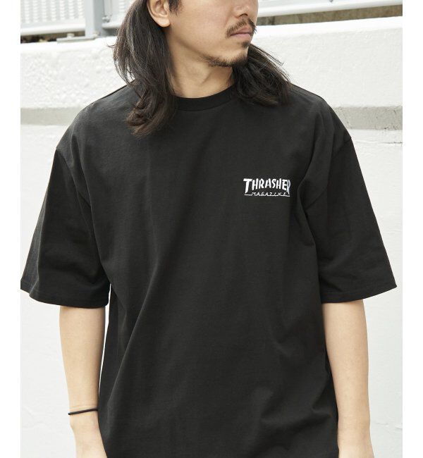 VENCE share style「THRASHER スラッシャー ワンポイント刺繍Tシャツ」|Tシャツ・カットソー|ブラック