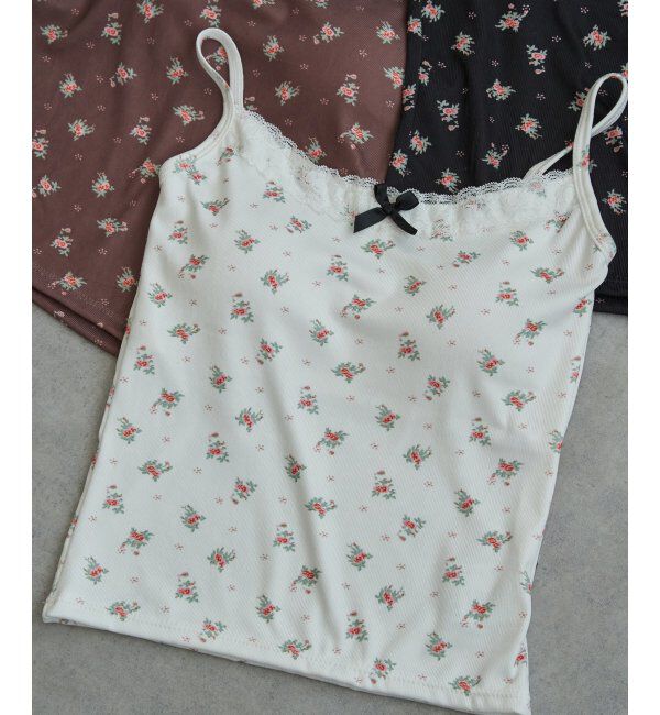 VENCE share style「【接触冷感】小花柄レースブラトップ」|タンクトップ|オフホワイト