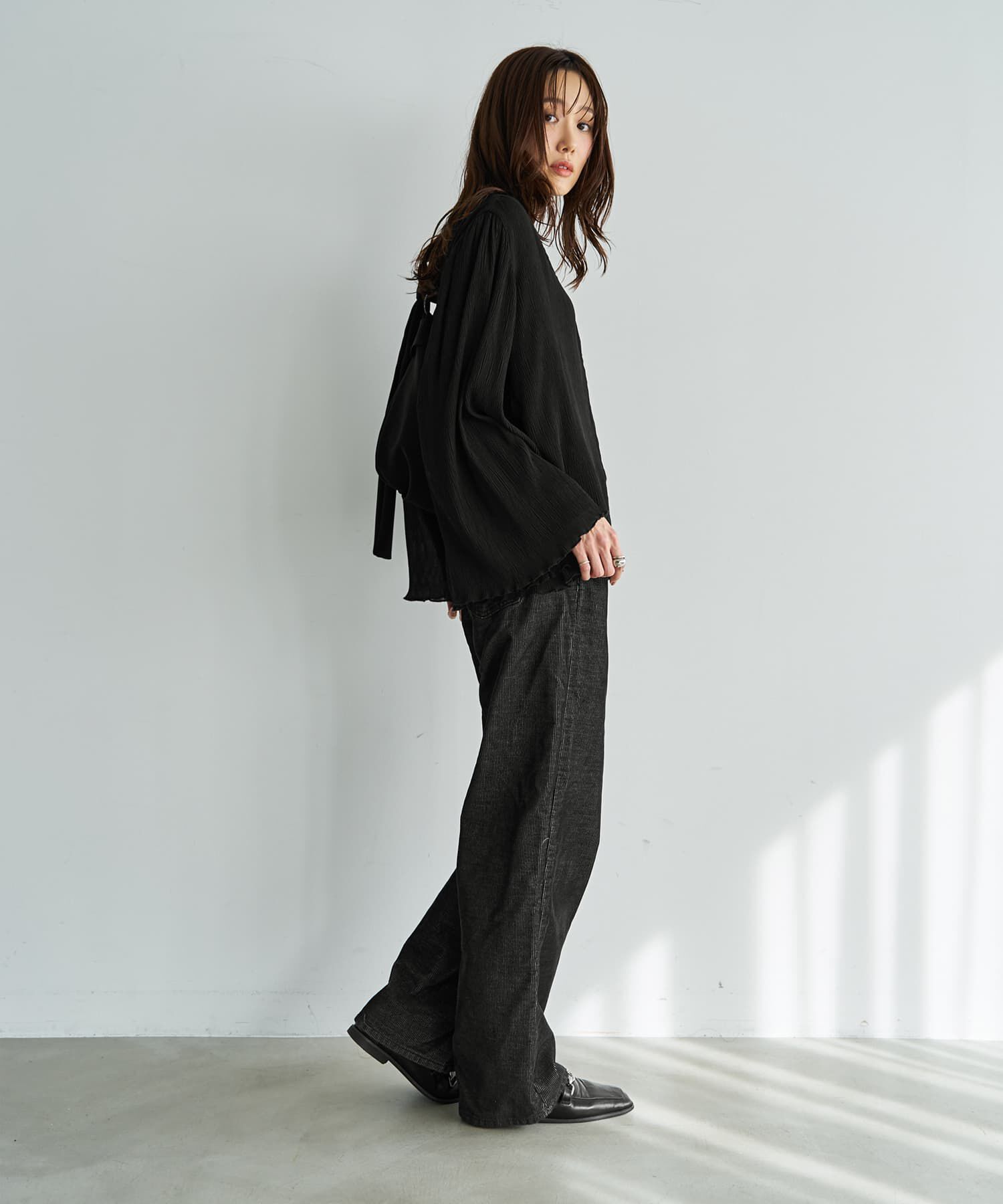 STYLE DELI「シャーリングシフォン楊柳風ブラウス」|シャツ・ブラウス|