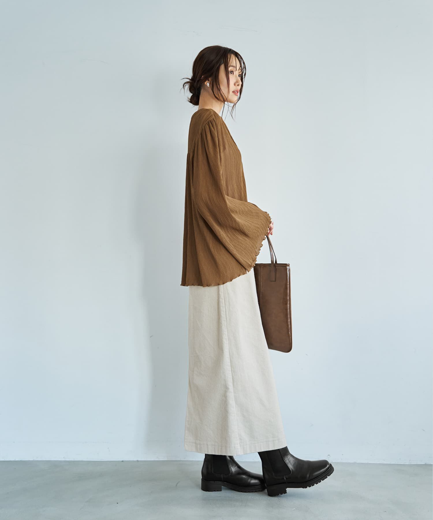 STYLE DELI「シャーリングシフォン楊柳風ブラウス」|シャツ・ブラウス|
