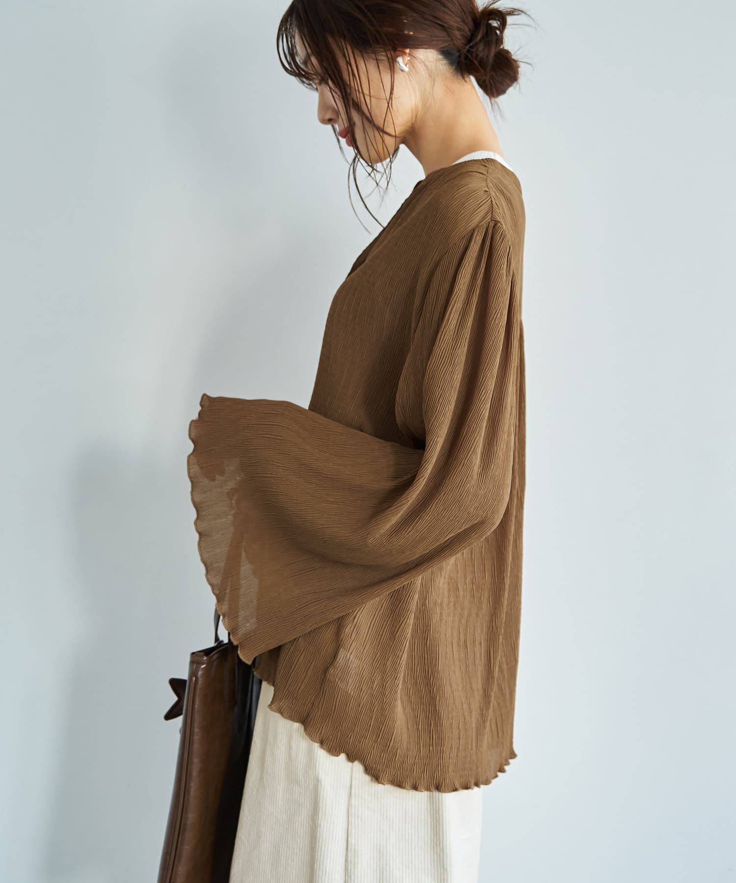 STYLE DELI「シャーリングシフォン楊柳風ブラウス」|シャツ・ブラウス|