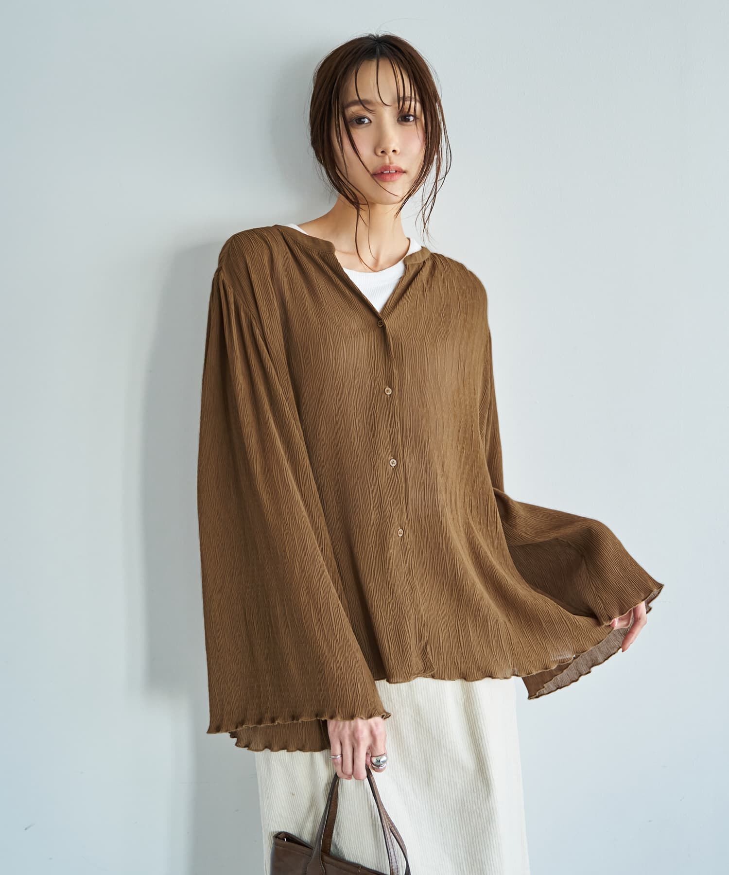 STYLE DELI「シャーリングシフォン楊柳風ブラウス」|シャツ・ブラウス|