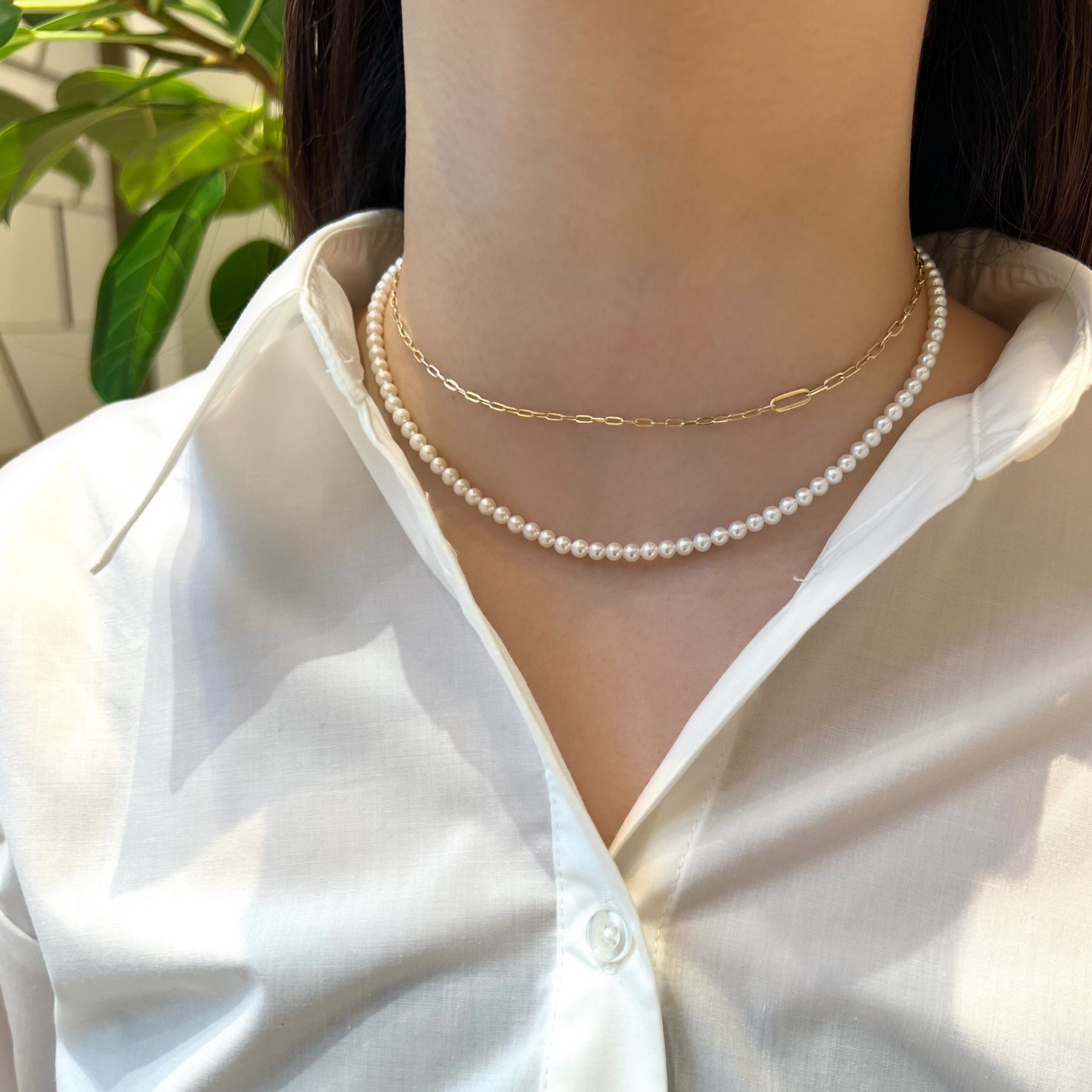 STAR JEWELRY「PEARL&CHAIN」|ネックレス|