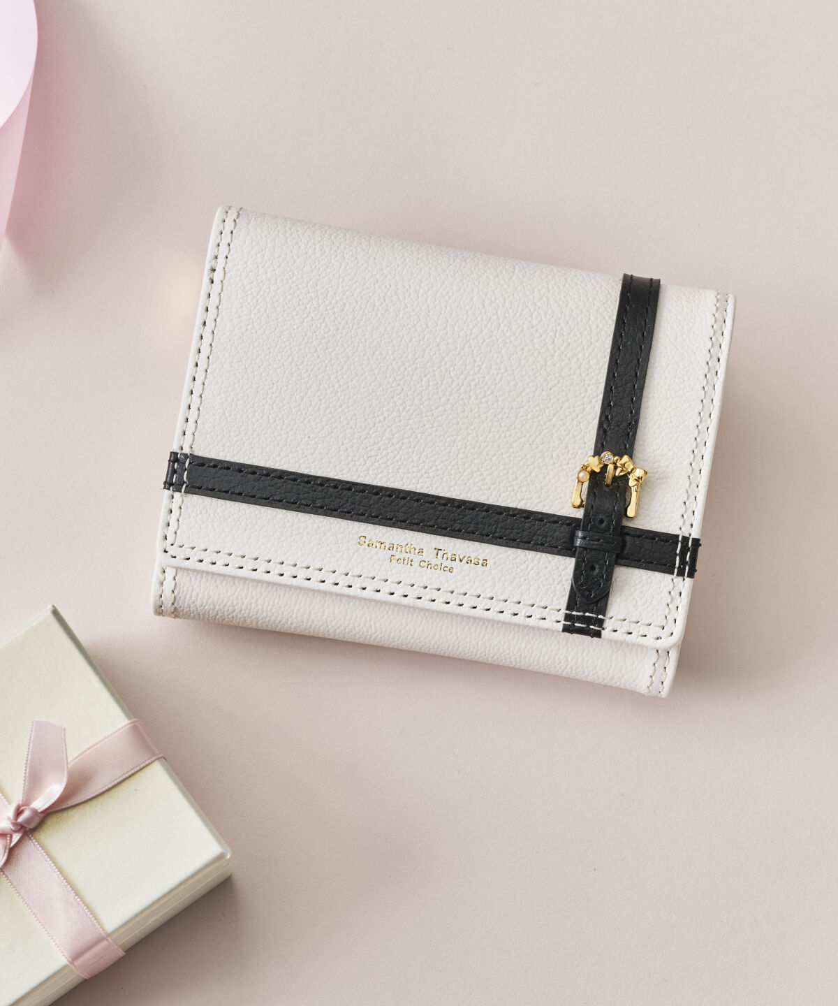 Samantha Thavasa Petit Choice「ベルトラッピング 折財布」|財布|ホワイト