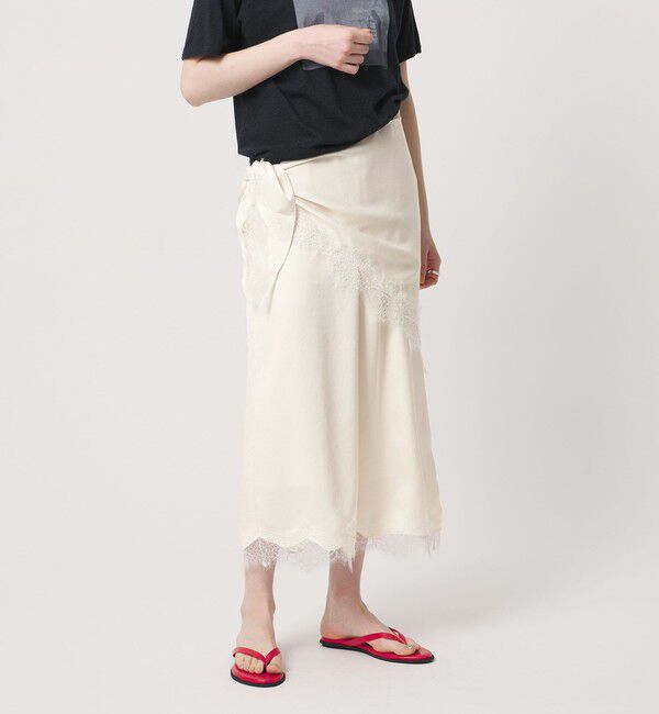 UNITED ARROWS「スカーフ付き サテン レース コンビ スカート」|スカート|