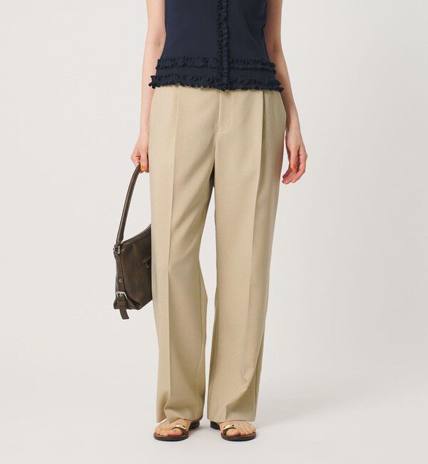 BEAUTY&YOUTH UNITED ARROWS「【WEB限定 Wardrobe DAILY MINIMAL】メランジ タックストレートパンツ ウォッシャブル」|スラックス|BEIGE