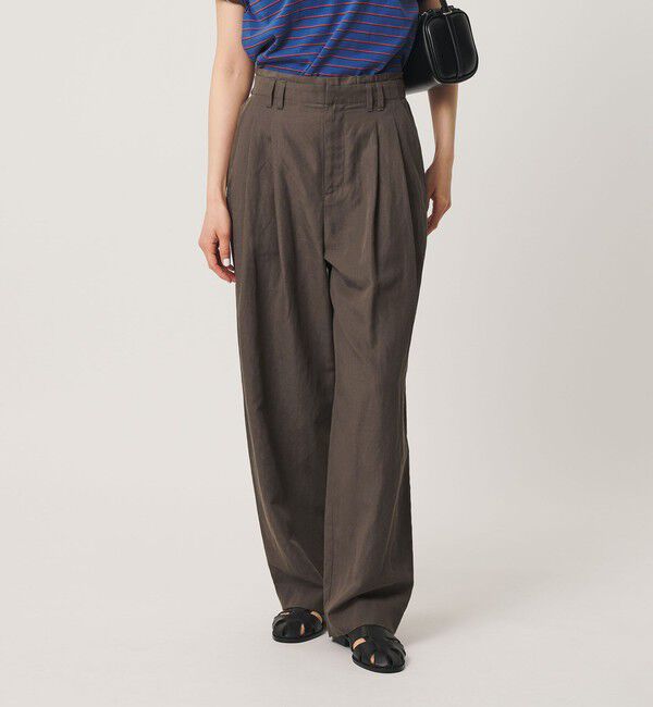 BEAUTY&YOUTH UNITED ARROWS「麻ブレンド バックゴム タック ワイドパンツ」|チノ|