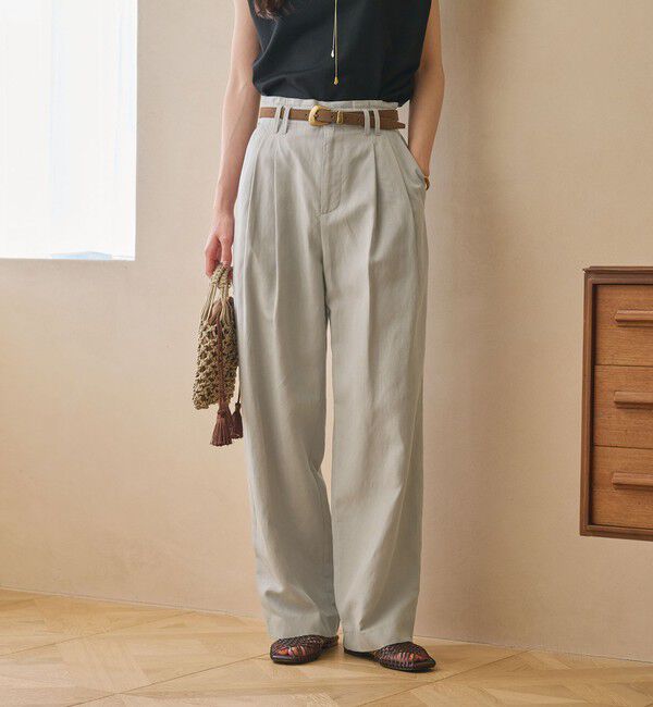 BEAUTY&YOUTH UNITED ARROWS「麻ブレンド バックゴム タック ワイドパンツ」|チノ|OLIVE